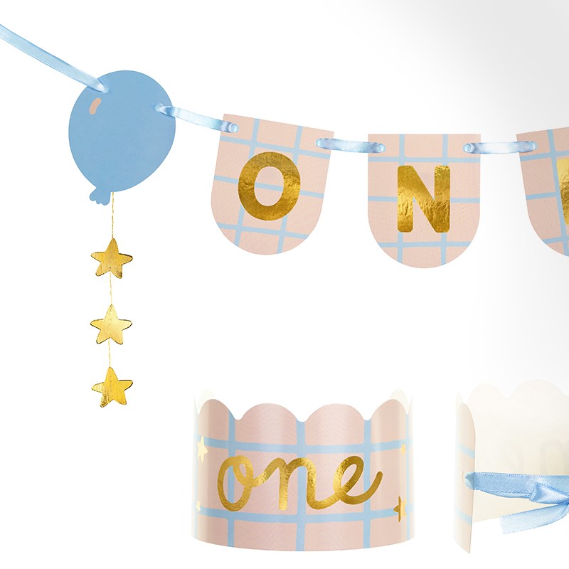 Guirnalda One y corona primer cumpleaños