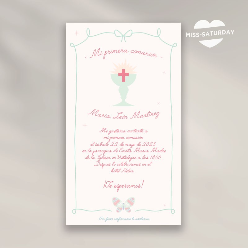 Invitación digital comunión Cáliz