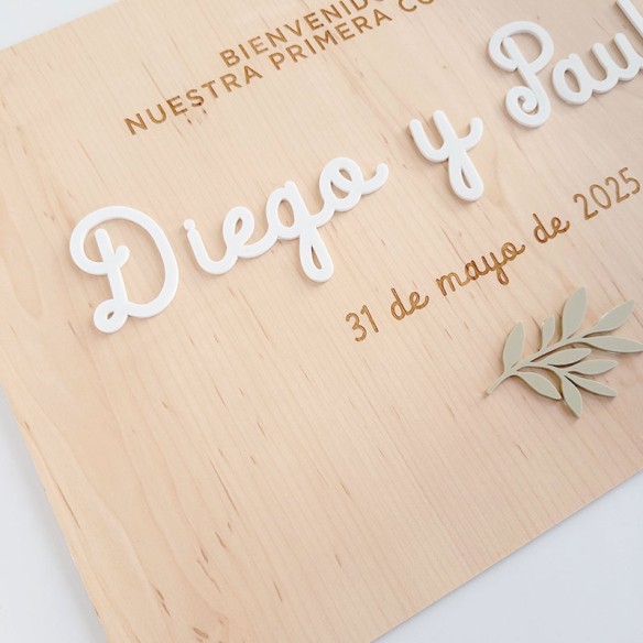 Cartel de bienvenida Comunión relieve Salvia