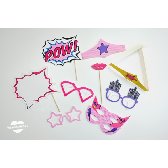 10 palillos Photocall Superheroinas