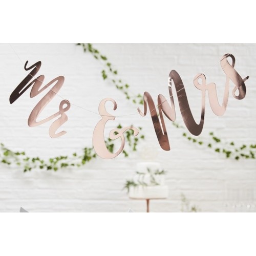 Guirnalda oro rosa Mr & Mrs 2