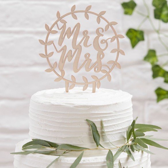 Topper para tarta Mr Mrs círculo