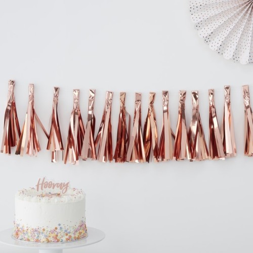 Guirnalda tassel oro rosa 2