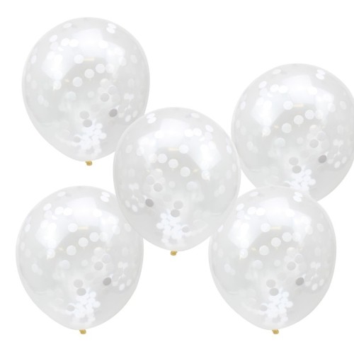 Cinco globos confeti blanco