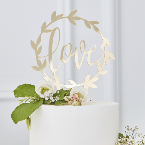 Topper dorado para tarta Love 2