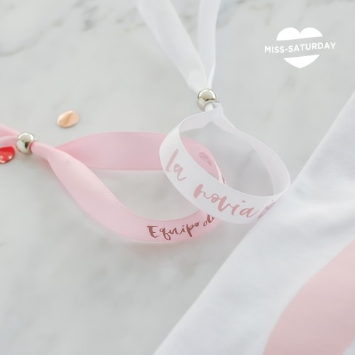 Pulsera blanca La novia - rosa 2