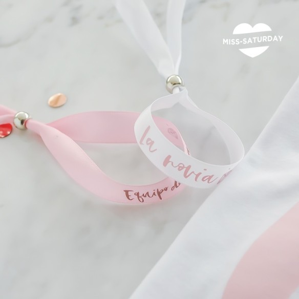 Pulsera blanca La novia - rosa