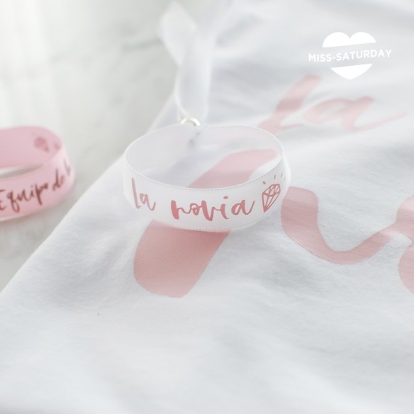 Pulsera blanca La novia - rosa