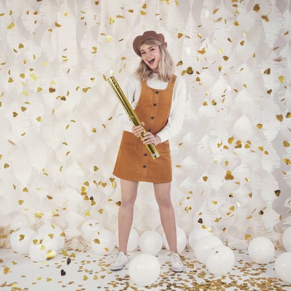 Cañón confeti dorado corazón