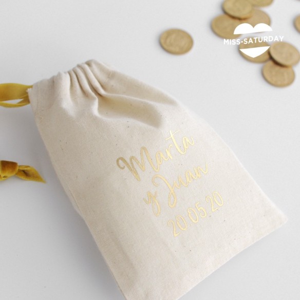 Bolsita de tela personalizable - letra negra