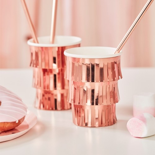 6 Vasos flecos oro rosa 2