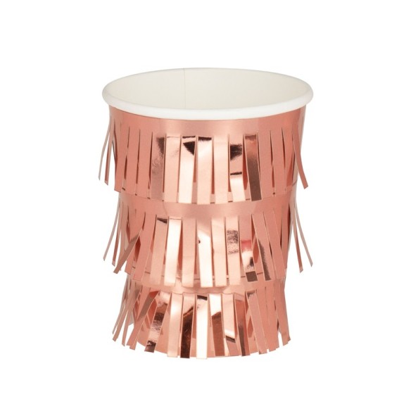 6 Vasos flecos oro rosa