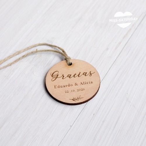 Etiqueta perso. madera Botanic - Gracias