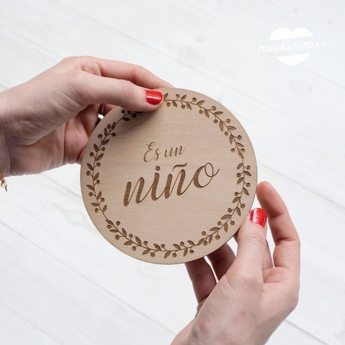 Placas de Madera Anuncio Embarazo Familia - Manos Inkietas