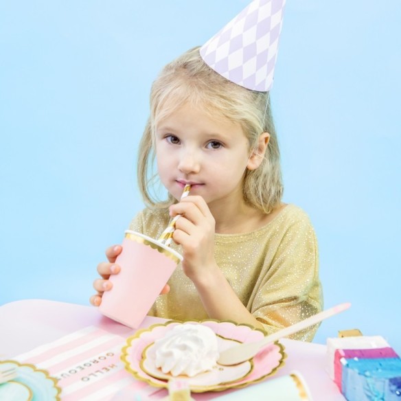 6 Vasos Rosa y dorado