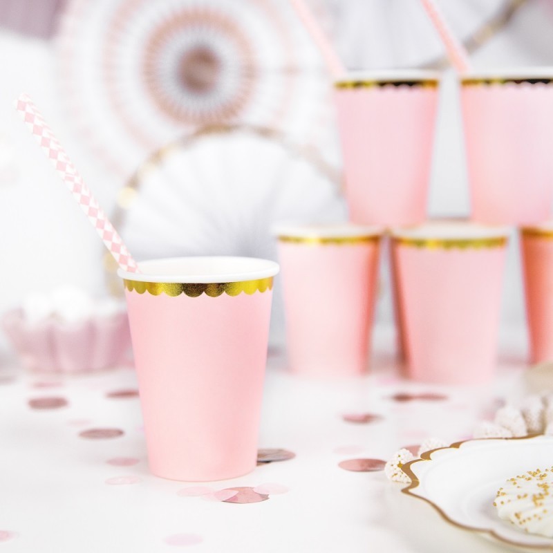 6 Vasos Rosa y dorado