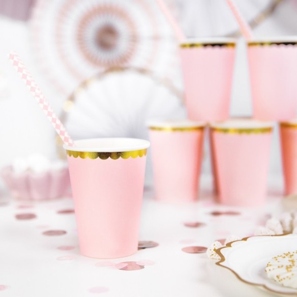 6 Vasos Rosa y dorado