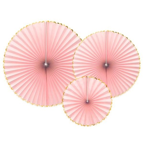 3 Abanicos Rosa y dorado