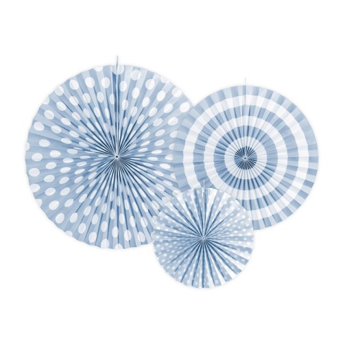 3 Abanicos azul celeste