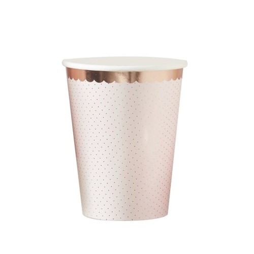 8 vasos rosa pastel y oro rosa