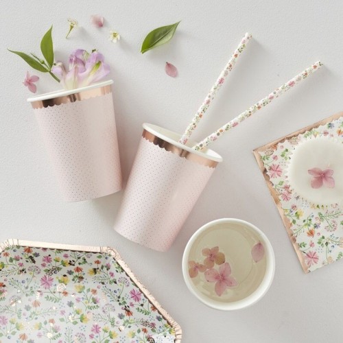 8 vasos rosa pastel y oro rosa 2
