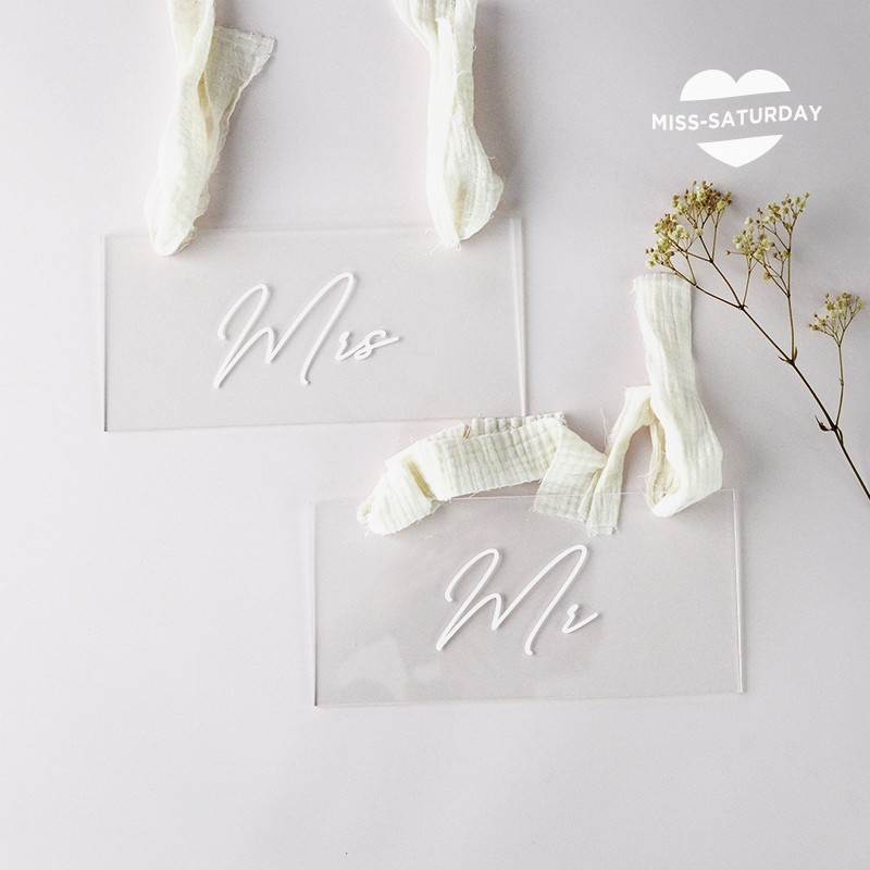 Carteles Mr &Mrs para silla de boda personalizados