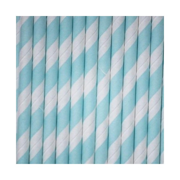 10 Cañitas rayas celeste