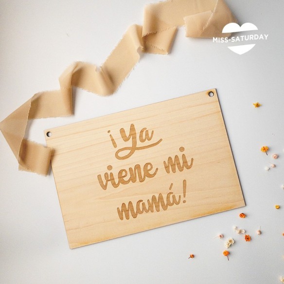 Cartel de madera natural personalizable