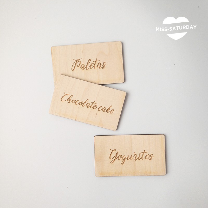 Cartelito personalizado script mesa postres
