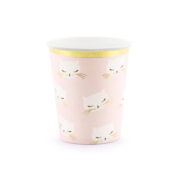 6 Vasos rosas gatitos