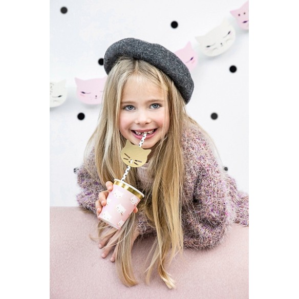 6 Vasos rosas gatitos