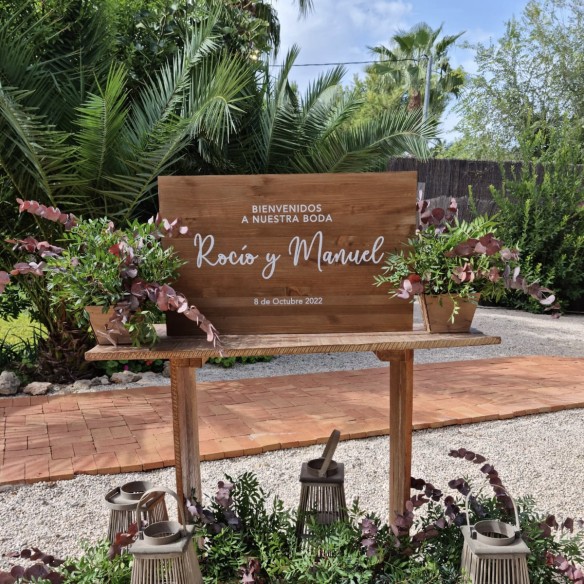 Cartel madera Bienvenidos a nuestra boda