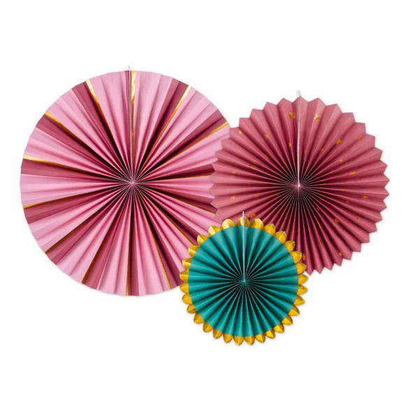 3 Abanicos navidad mix rojo