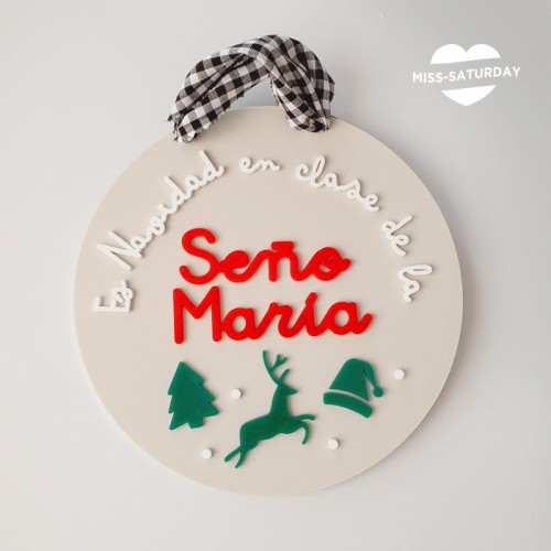 Placa personalizada Es Navidad en la clase 2