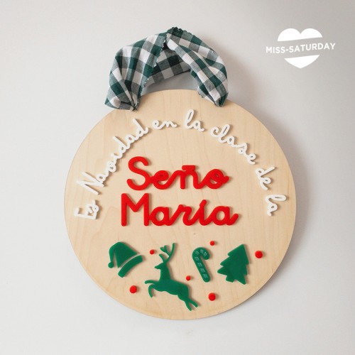 Placa personalizada Es Navidad en la clase