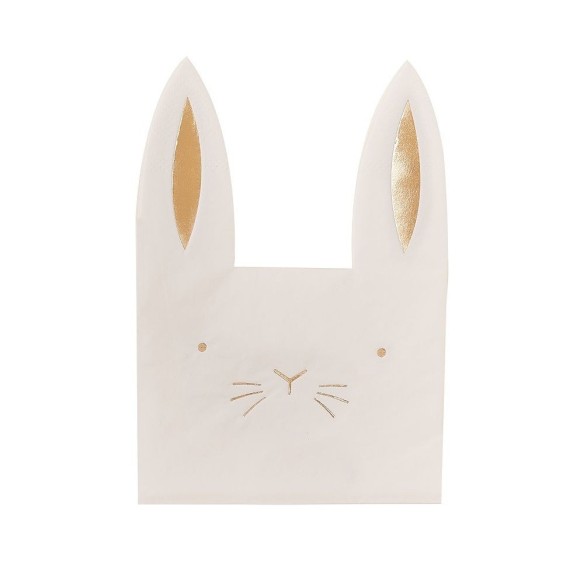 16 Servilletas Conejos orejitas oro