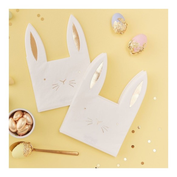 16 Servilletas Conejos orejitas oro