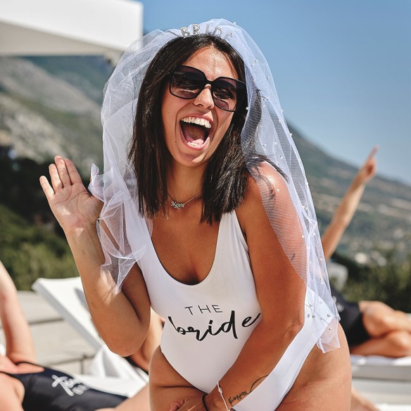 Diadema Bride con velo perlas