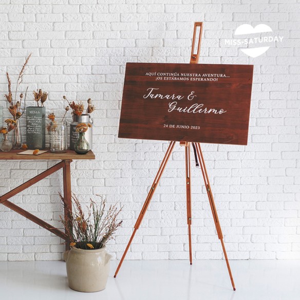 Cartel madera Bienvenidos a nuestra boda