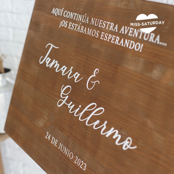 Cartel madera Bienvenidos a nuestra boda