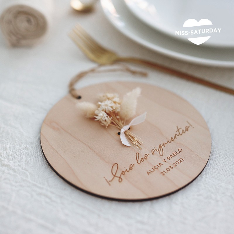 Placa sois los siguientes - Boda personalizada - Miss Saturday