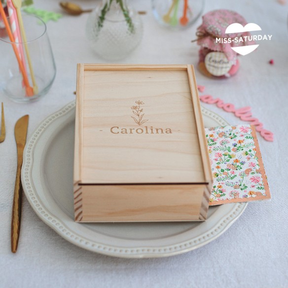 Caja de madera personalizada Flores