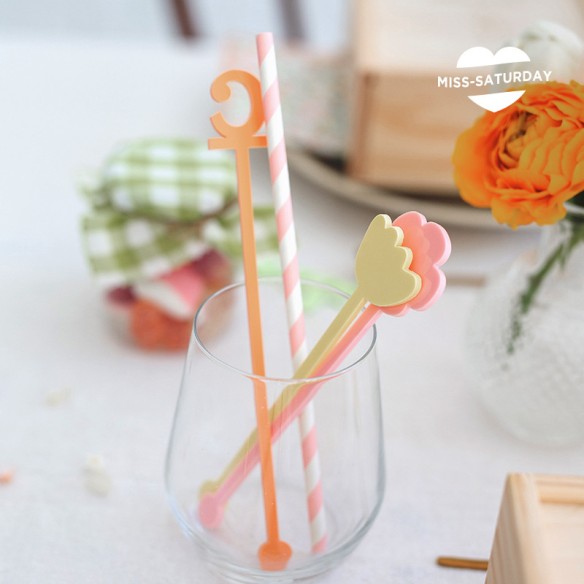 10 Agitadores metacrilato inicial Flores