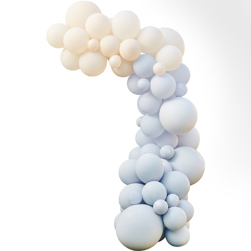 Arco de globos nude y azul pastel