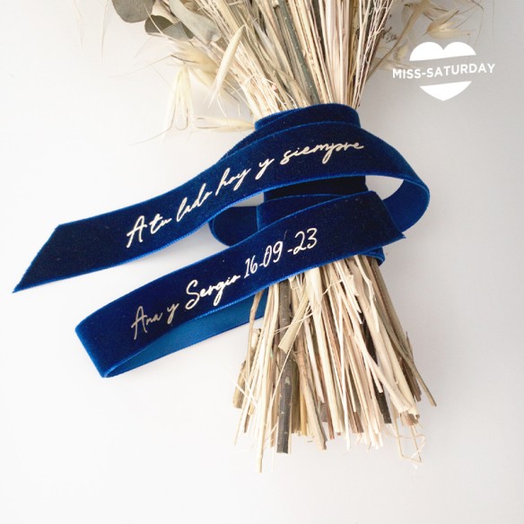 Cinta para ramo de novia azul oscuro