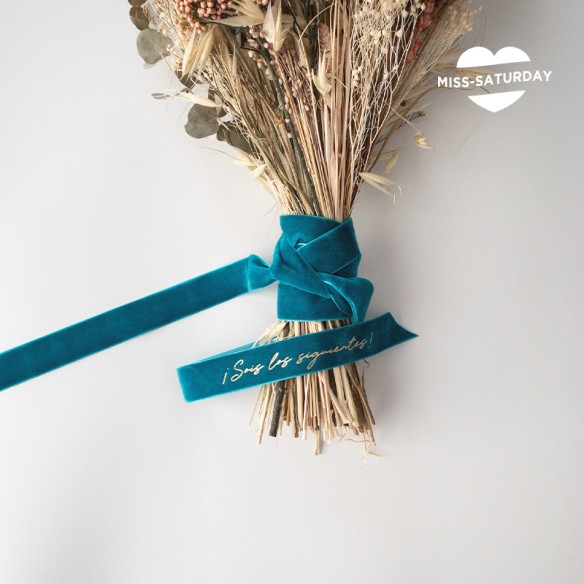 Cinta personalizada ramo de novia verde turquesa