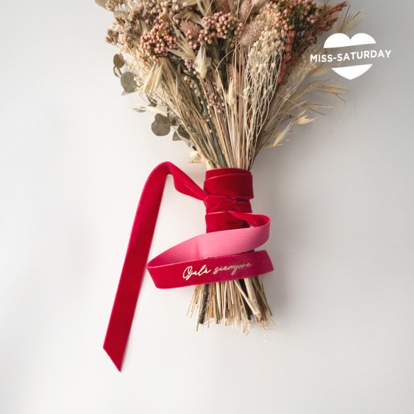 Cinta para ramo de novia burdeos claro