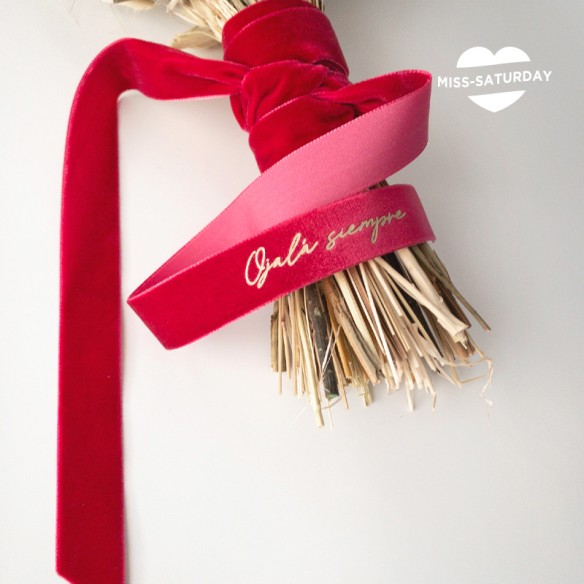 Cinta para ramo de novia burdeos claro