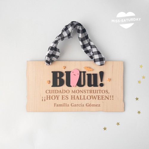 Placa para la puerta Buuu Halloween
