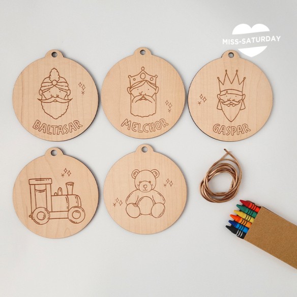 Bolas para colorear de Navidad Reyes Magos